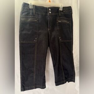 Bum Equipment Capri Jeans Women 14 Denim Missy Dark Blue/heather blk